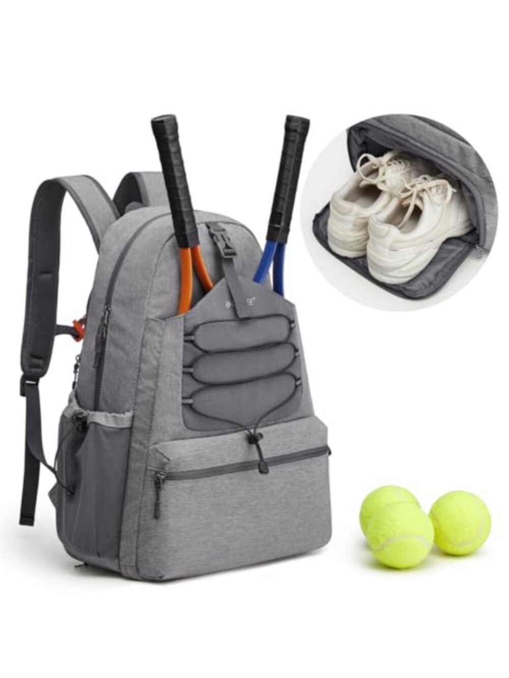Large Tennis Backpack Pickleball Bag Holds 4 Rackets Shoe Compartment